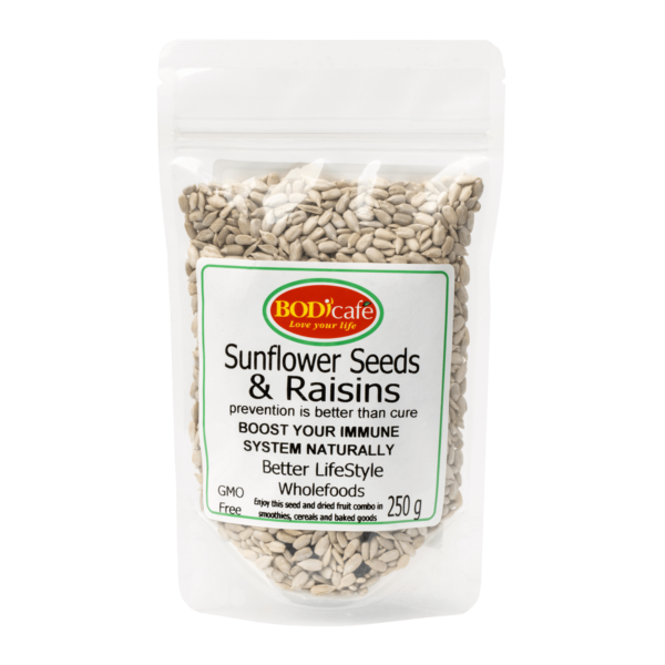 Sunflower Seeds & Raisins 250g | Nuts and Seeds | Bodicafe